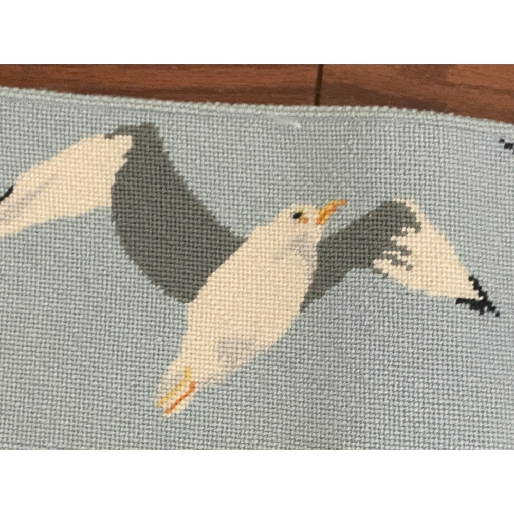 Vintage Needlepoint Seagull Directors Chair Cover Set Coastal Beach Nautical - Picture 5 of 10